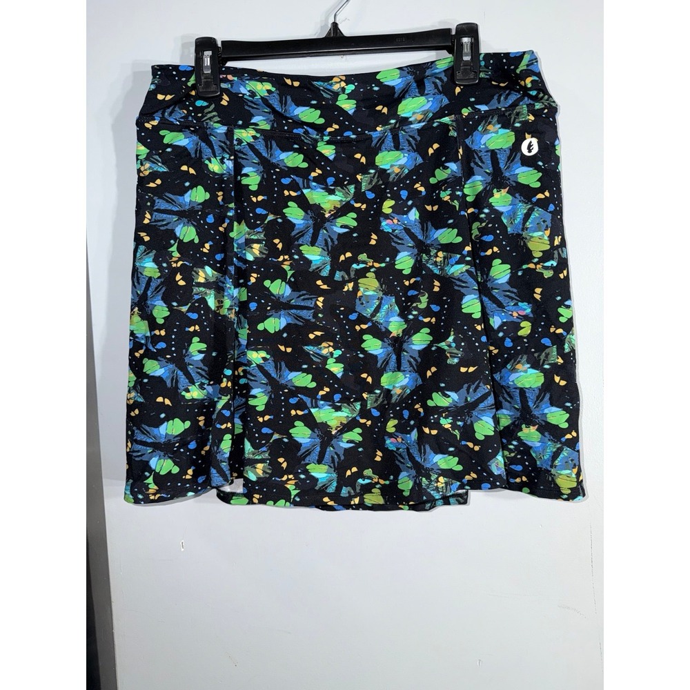 Dona Jo tennis pickleball skort in black green print plus size 3X